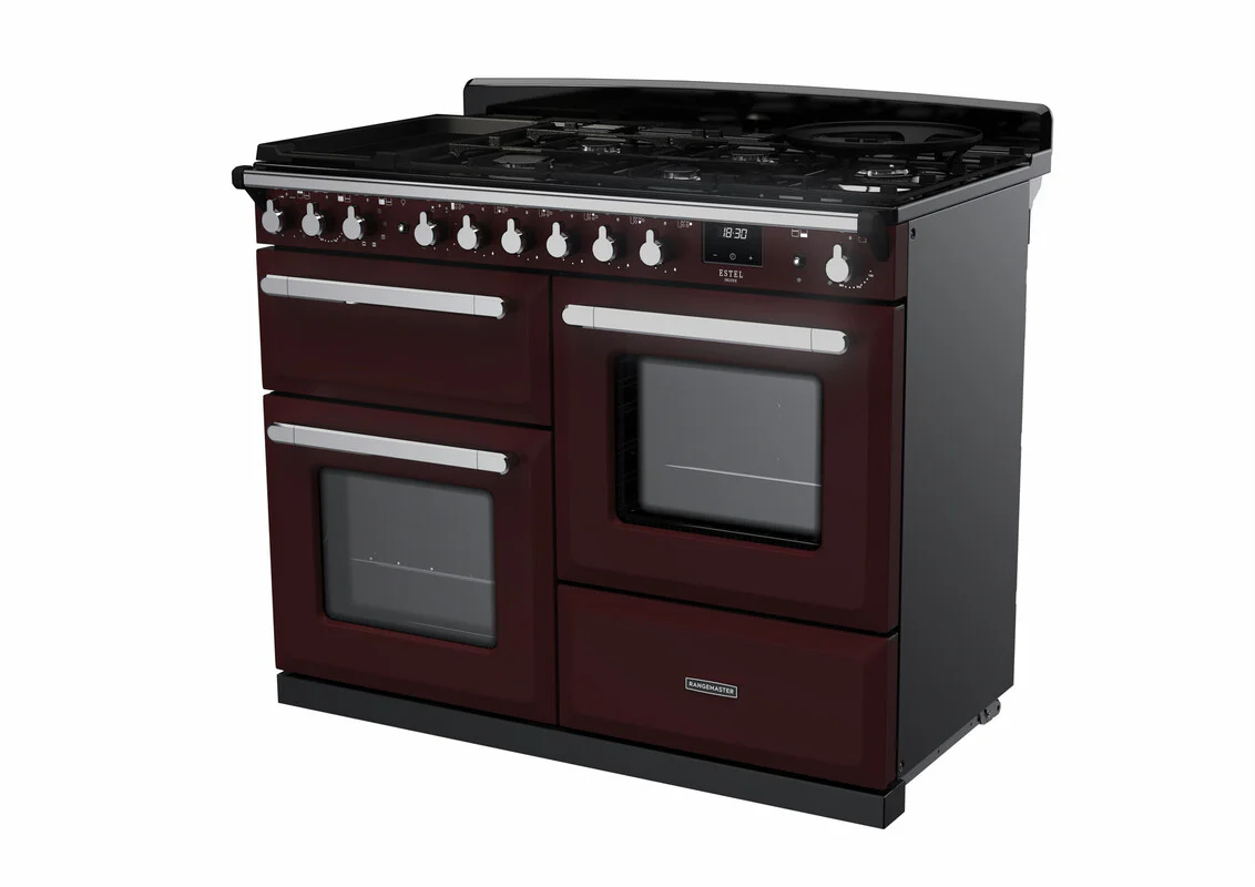 Rangemaster ESDLO110DFPBOR/CM1 Estel Deluxe 110cm Dual Fuel Bordeaux/Chrome - Image 2