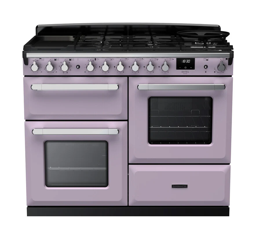 Rangemaster ESDLO110DFPHTH/CM1 Estel Deluxe 110cm Dual Fuel Heather/Chrome