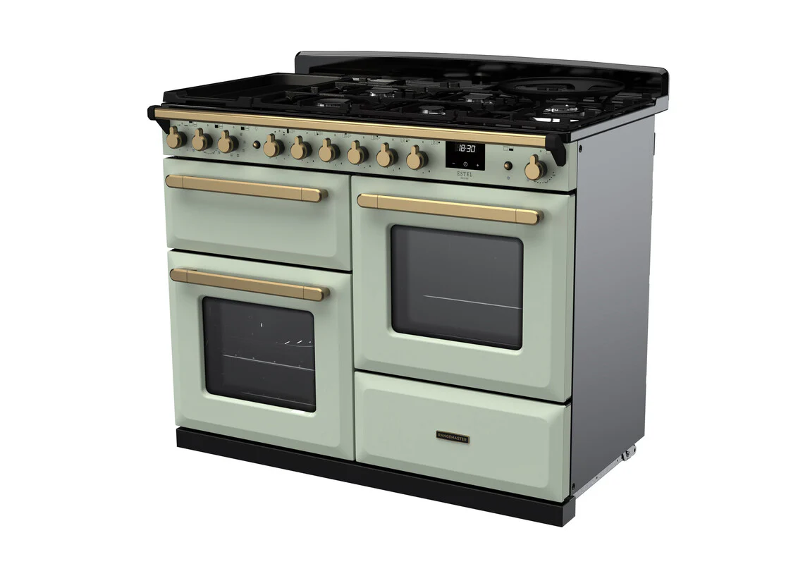 Rangemaster ESDLO110DFPMNT/AB1 Estel Deluxe 110cm Dual Fuel Mint/Antique Brass - Image 2
