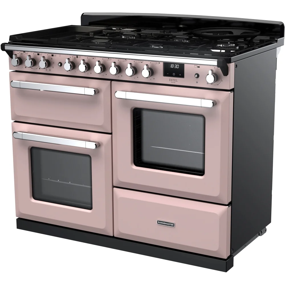Rangemaster ESDLO110DFPPPK/CM1 Estel Deluxe 110cm Dual Fuel Pale Pink/Chrome - Image 2