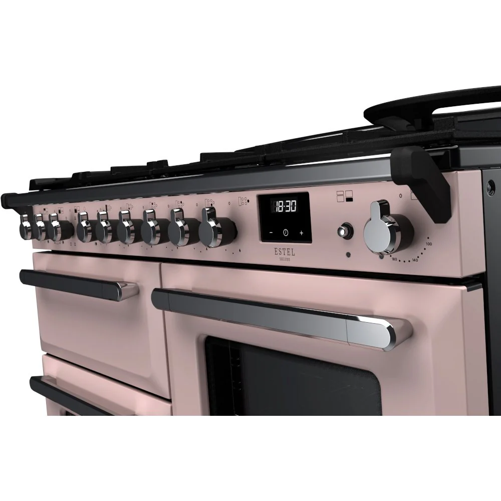 Rangemaster ESDLO110DFPPPK/CM1 Estel Deluxe 110cm Dual Fuel Pale Pink/Chrome - Image 3