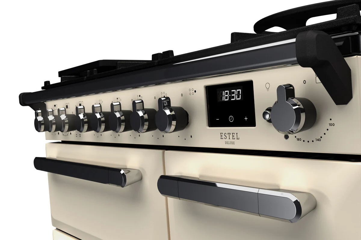 Rangemaster ESDL90DFPPCR/CM1 Estel Deluxe 90cm Dual Fuel Pale Cream/Chrome - Image 2