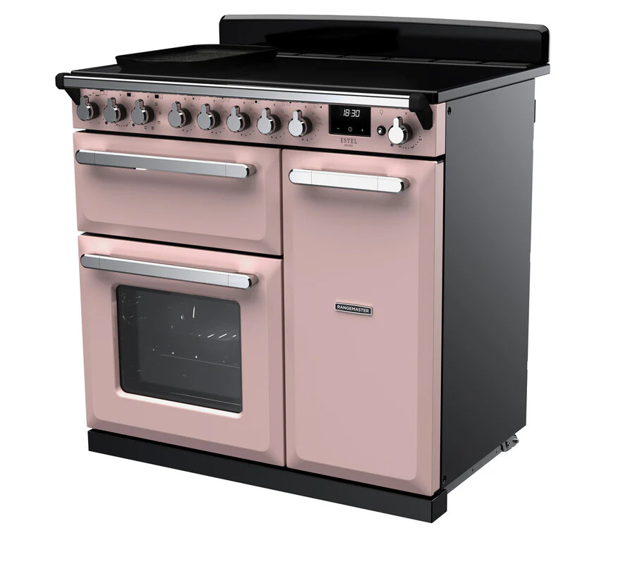 Rangemaster ESDL90EIPPPK/CM1 Estel Deluxe 90cm Induction Pale Pink/Chrome - Image 3