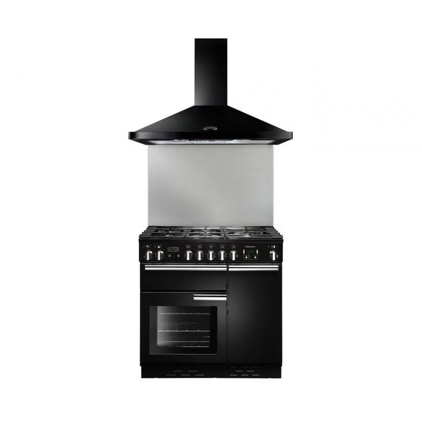 Rangemaster LEIHDC90BB - Black/Brass 90cm Chimney Cooker Hood - 460 m³/h - D Energy Rating - Image 3