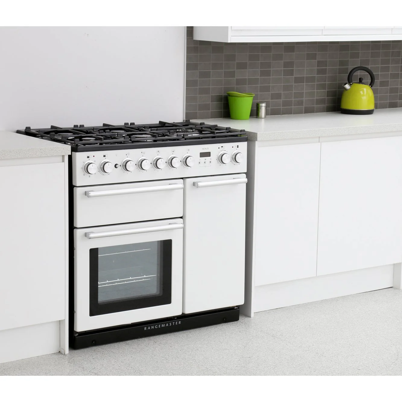 Rangemaster NEX90DFFWH/C - White/Chrome 90cm Range Cooker - Dual Fuel - A Rated - Image 2
