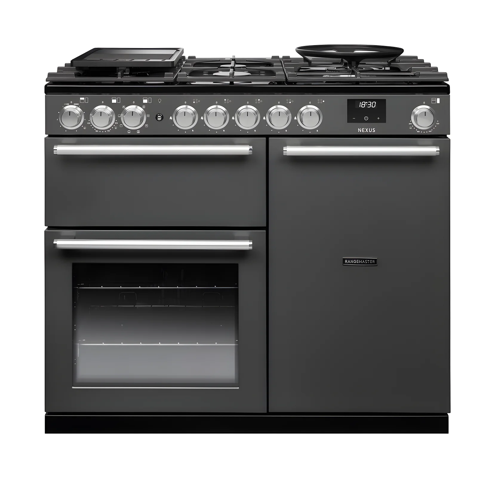 Rangemaster Nexus 100 NEX100DFPSLT/CM1 - Slate Dual Fuel Range Cooker - 5 Cooking Zones - A Energy