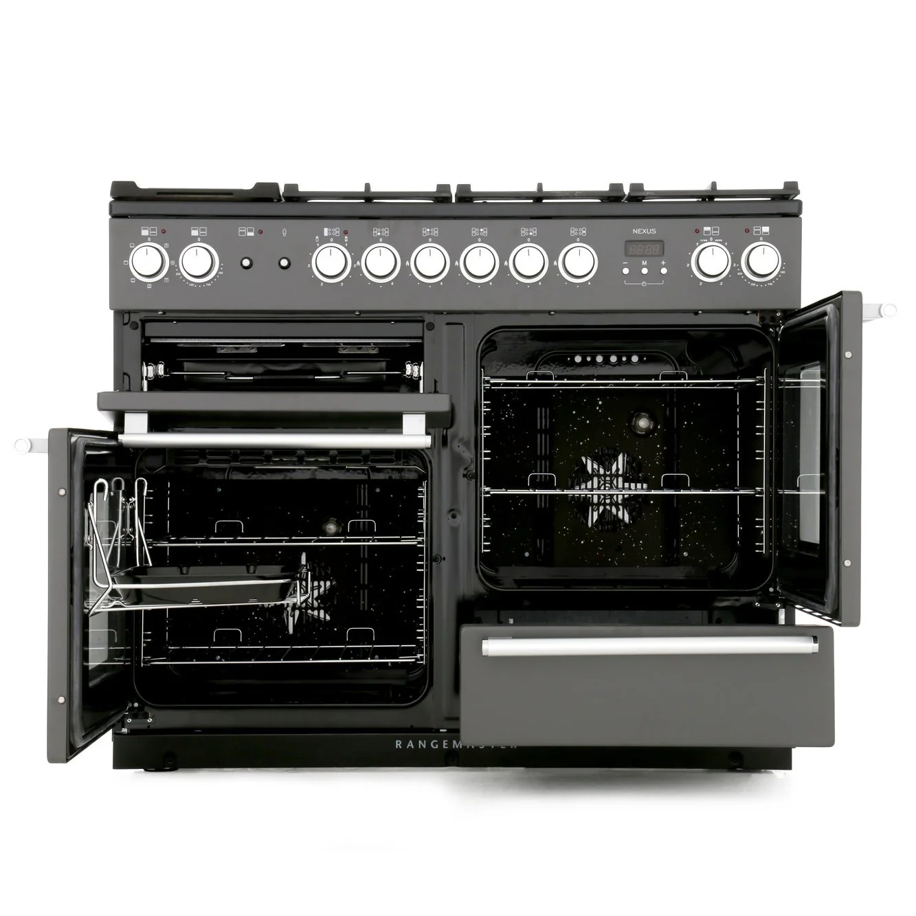 Rangemaster Nexus NEX110DFFSL/C - Slate/Chrome 110cm Dual Fuel Range Cooker - A Rated - Image 2