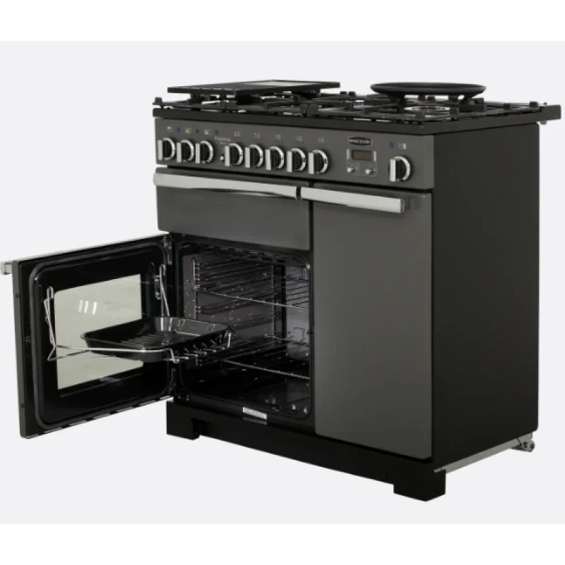 Rangemaster PDL90DFFSL/C - Grey 5 Zone Dual Fuel Cooker - Catalytic cleaning - A/A energy - Image 4
