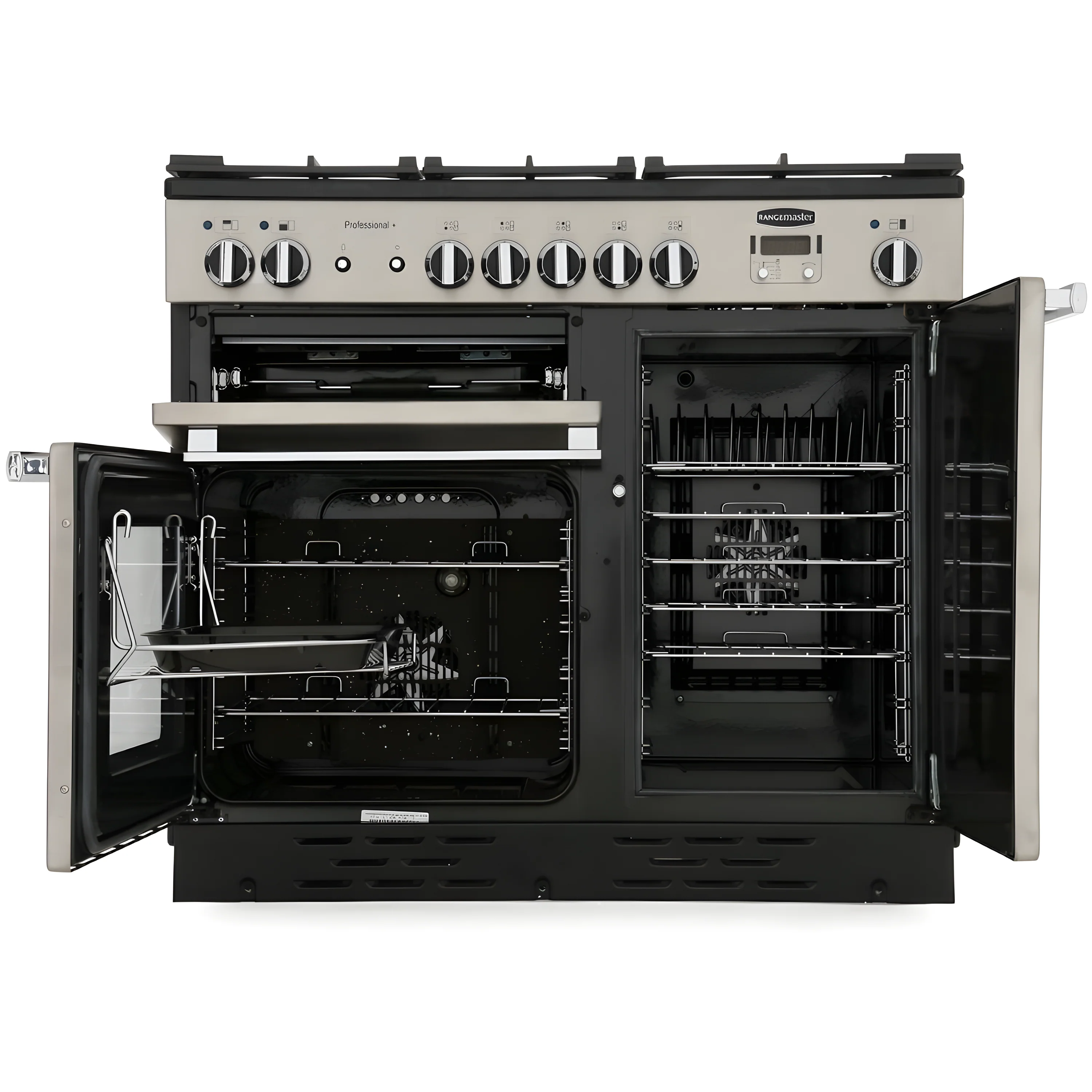 Rangemaster Professional Plus PROP100DFFCY/C - Cranberry/Chrome Dual Fuel Range Cooker - 73L+82L - A Rated - Image 2