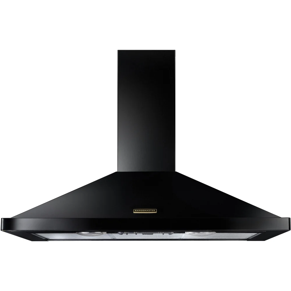 Rangemaster RHDC90BL/B - Black/Brass 90cm Chimney Cooker Hood - 480 m³/h - B energy