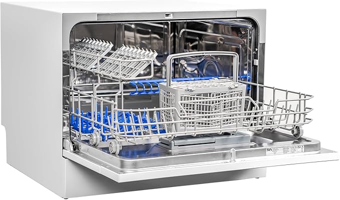 Sia TTD6W White Tabletop Mini Dishwasher, 6 Programmes - Image 3