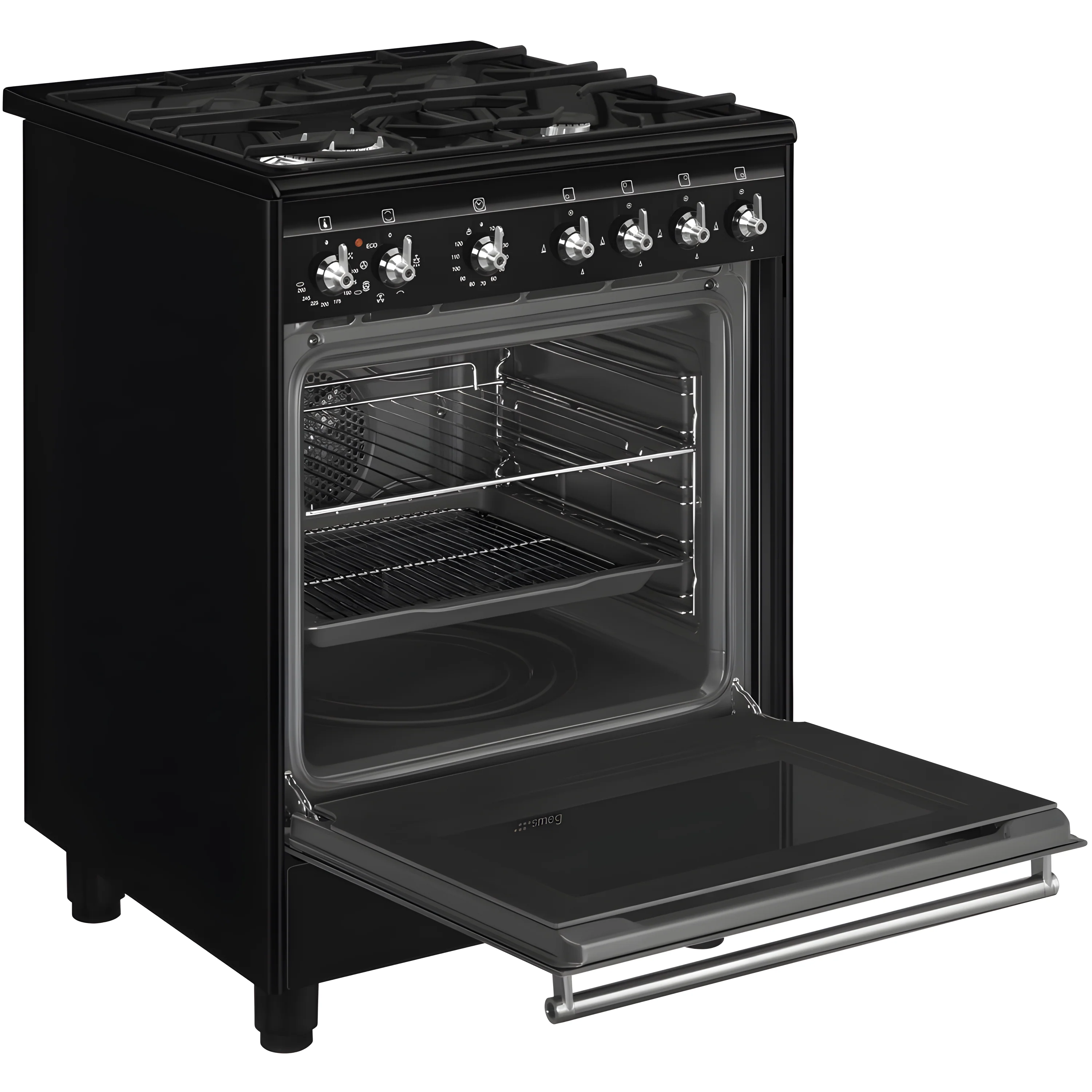 Smeg CX61GMBL Concert - Black Dual Fuel Cooker with Single Oven - 4 Gas Burners - 70L Capacity - A Energy Rating - Image 4
