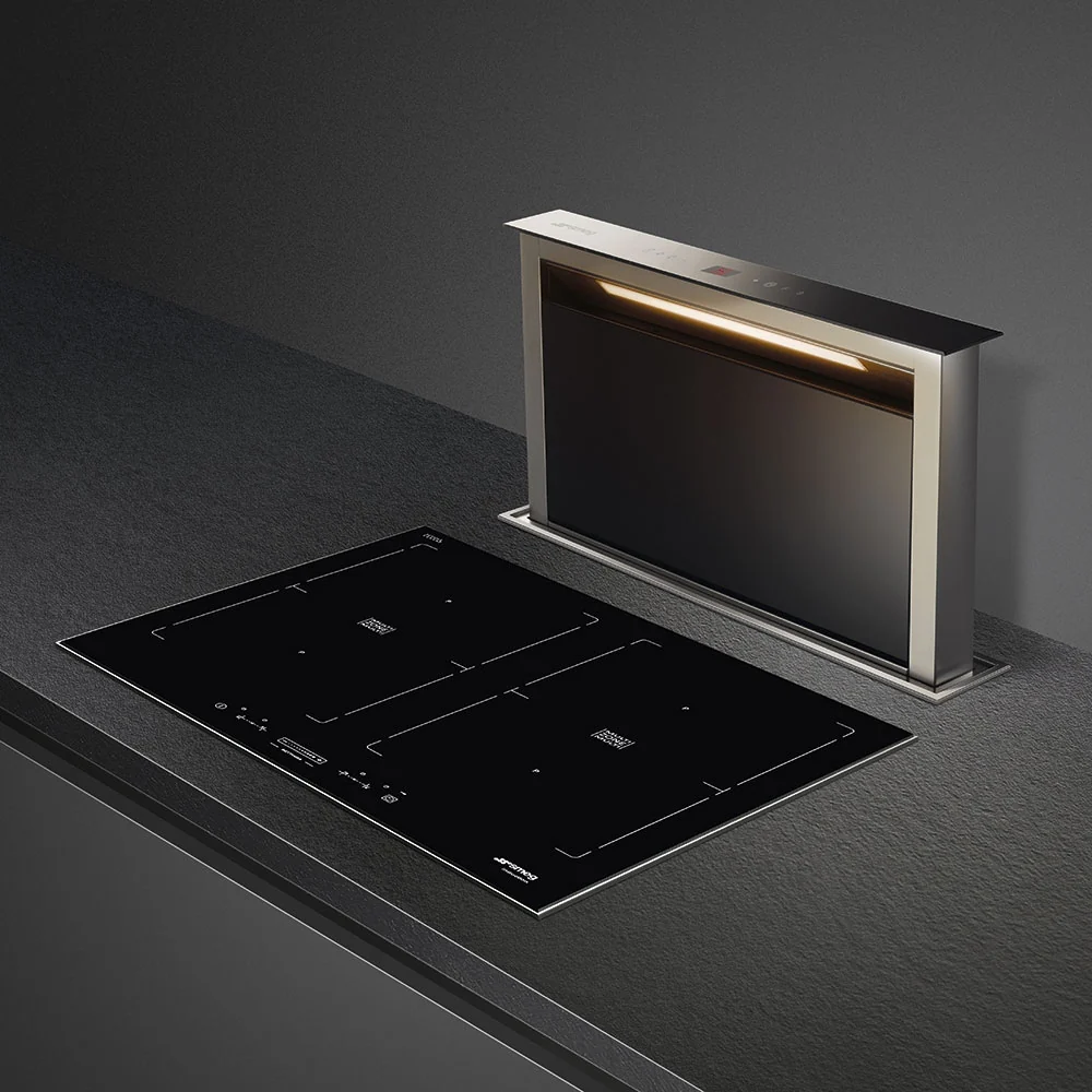 Smeg KDD60VXE-2 - Stainless Steel and Black Glass Downdraft Extractor - 570m³/h - B Energy Rated - Image 3