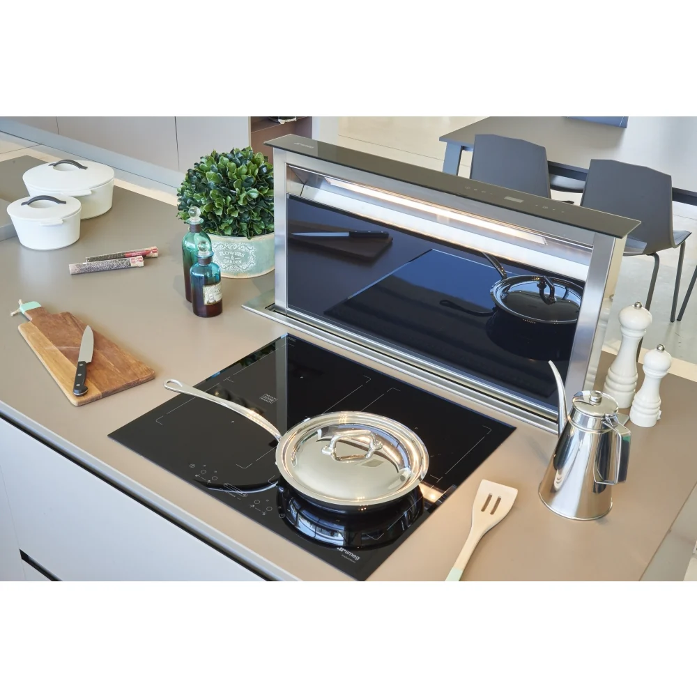 Smeg KDD60VXE-2 - Stainless Steel and Black Glass Downdraft Extractor - 570m³/h - B Energy Rated - Image 4