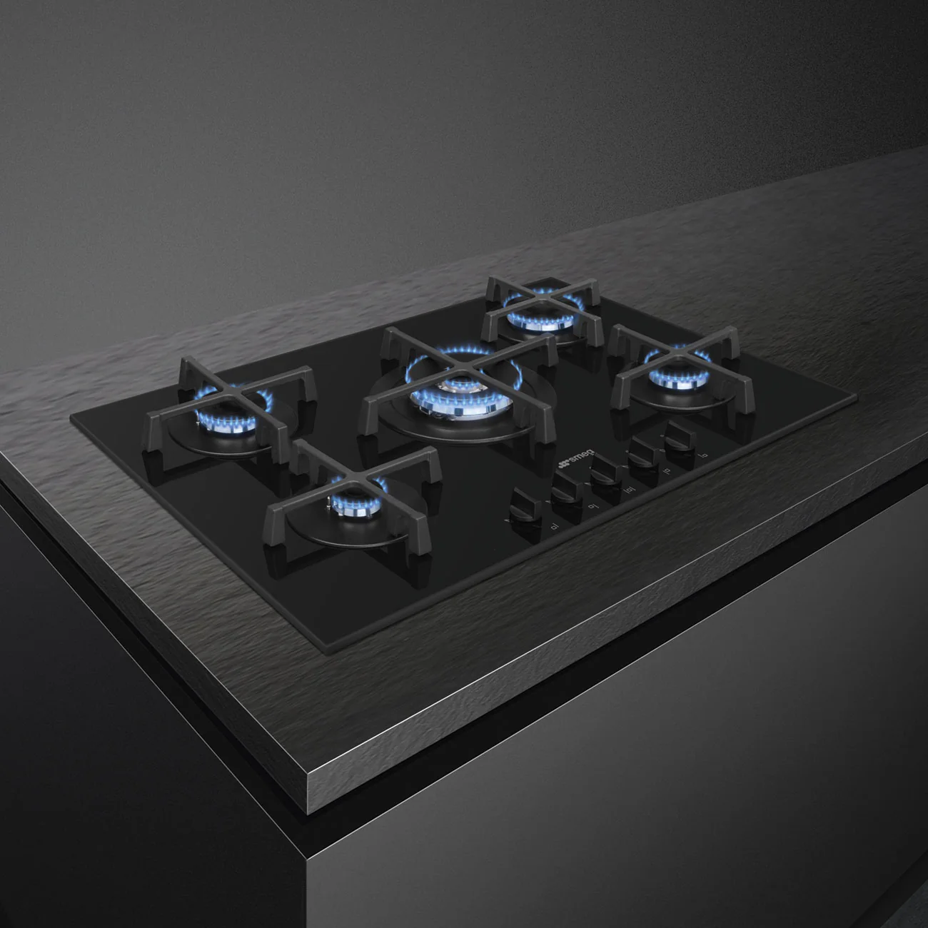 Smeg PV275B - Black 72cm Gas Hob - 5 Burners - Glass Surface - Image 3