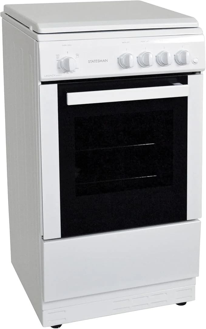 Statesman LEGACY50GSLF -SLIM DEPTH 50CM White Single Oven Gas Cooker with Lid - 4 Gas Burners, 51L Capacity - A Energy Rating - Image 3
