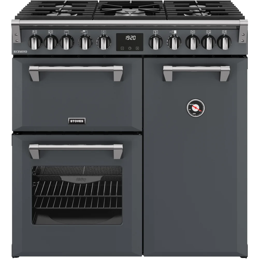 Stoves RCA RICH 90DF ANT 444411849 - Grey 90cm Dual Fuel Range Cooker - 174L - A Energy Rating