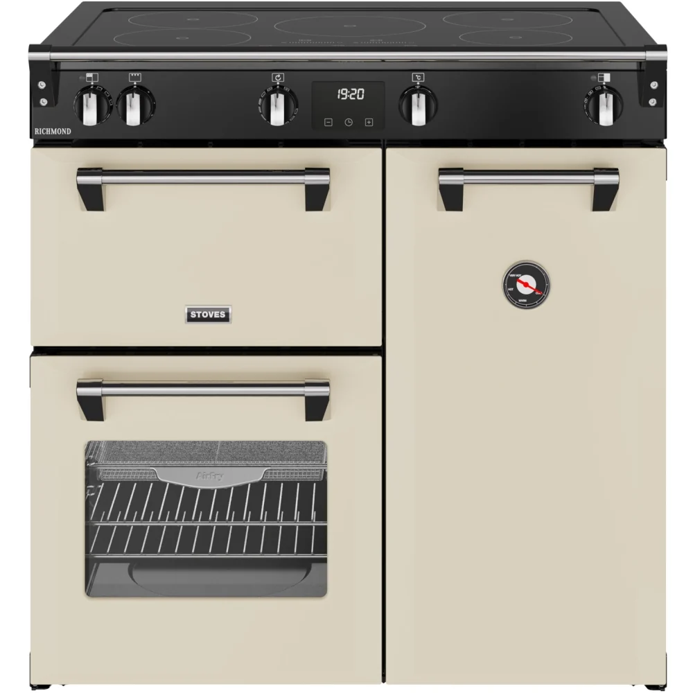 Stoves RCA RICH 90Ei TCH CRM 444411854 - Cream Range Cooker - 174L Capacity - 3 Ovens - 5 Zone Induction Hob - A Energy Rating