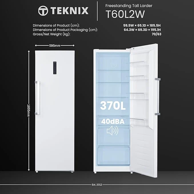 Teknix T60L2W - White Larder Fridge - F energy - Image 7