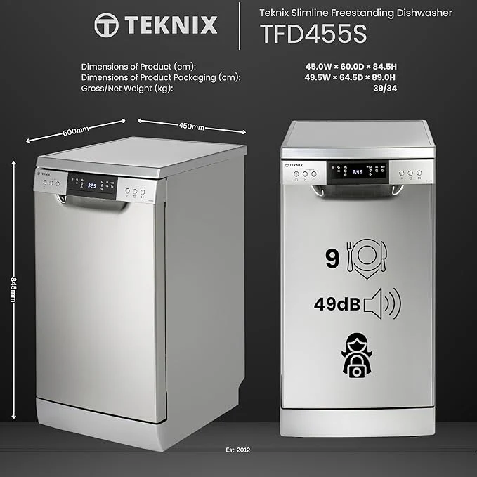 Teknix TFD455S - Stainless steel Freestanding Dishwasher - E energy - Image 3