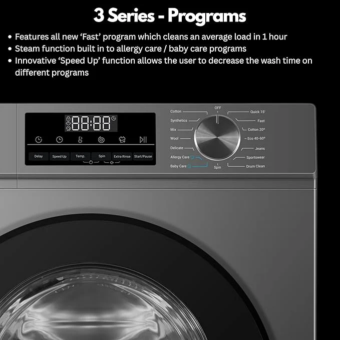 Teknix TK3W814XS - 3rd Gen - Graphite 8KG Washing Machine - 1400 RPM - A energy - Image 4