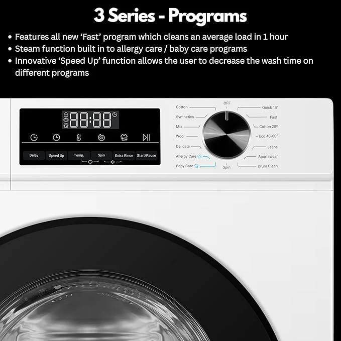 Teknix TK3W814XW - White 8KG Washing Machine - 1400 RPM - A energy - Image 3