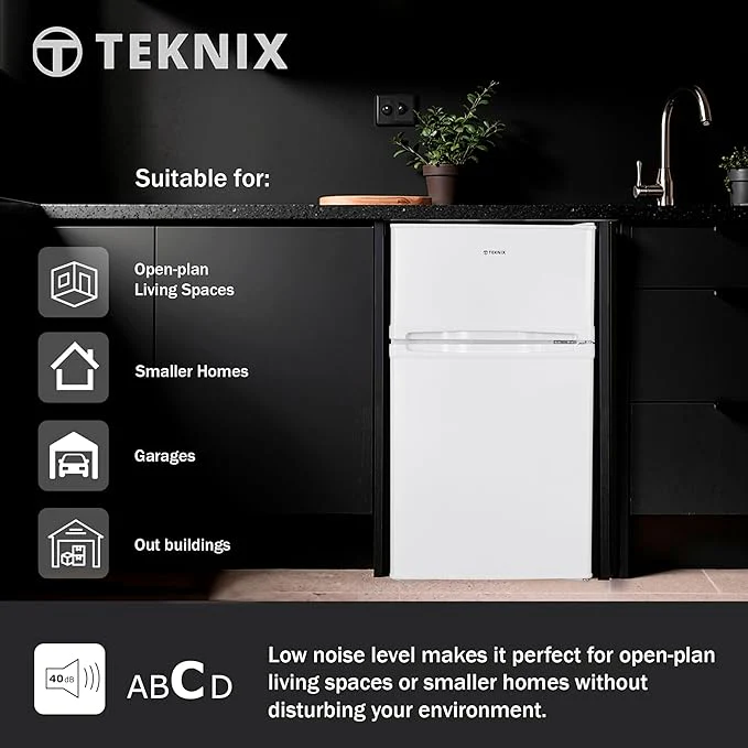Teknix UCFFH48W - White Under Counter Fridge Freezer - 86L - E Energy - Image 3
