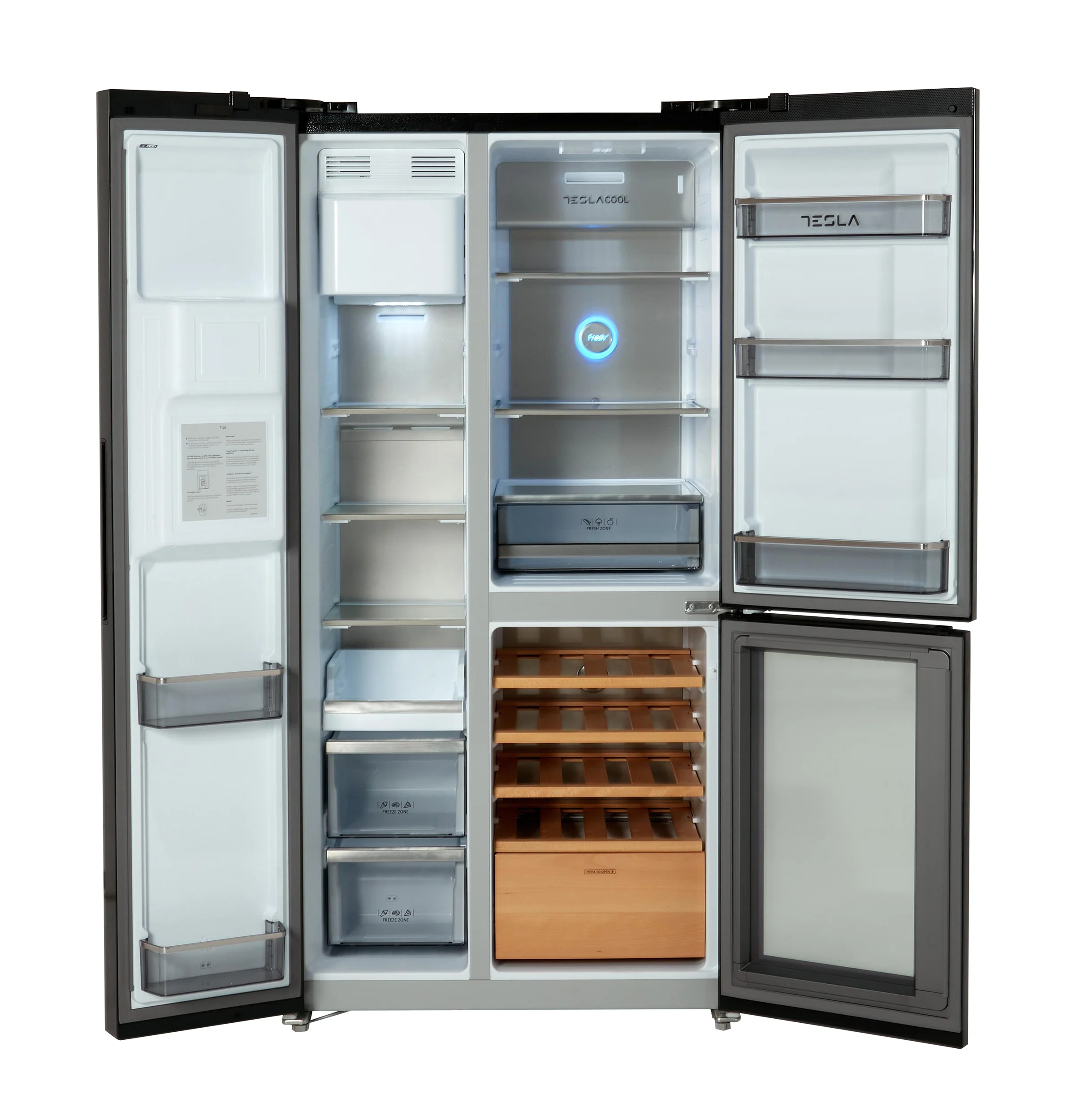 Tesla T530TDBG - Black American Fridge Freezer - 529L - E Energy Rating - Image 3