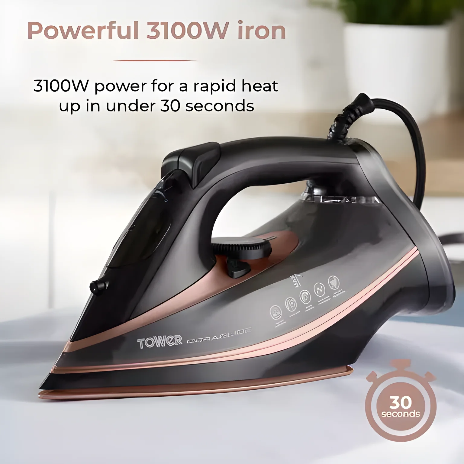 Tower T22013 - Blush Pink/Purple CeraGlide Iron - 3100W - Image 3