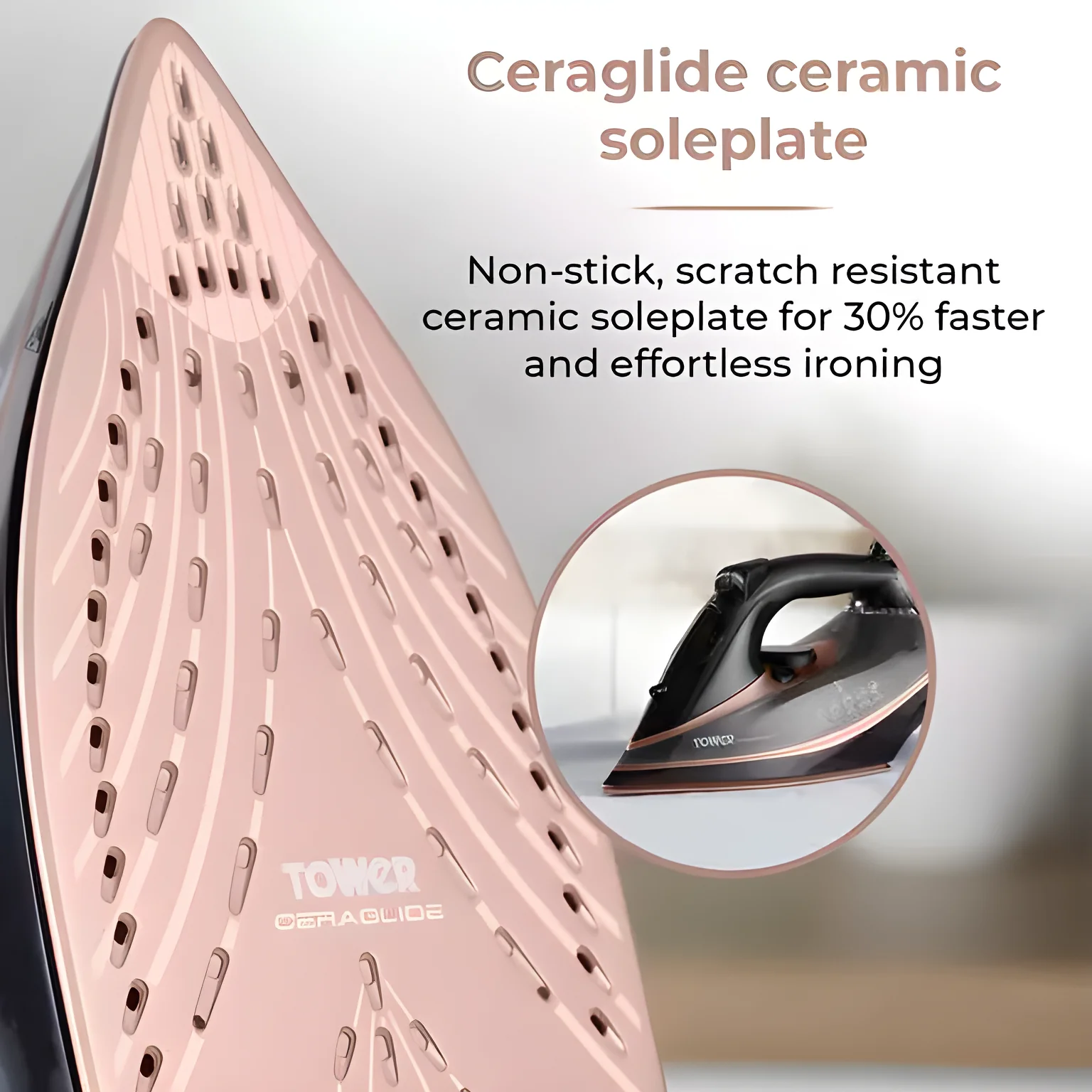 Tower T22013 - Blush Pink/Purple CeraGlide Iron - 3100W - Image 4