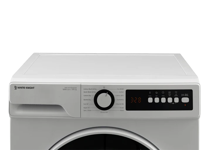 White Knight AT75WDW White Freestanding 7+5kg, 1200 Spin Washer Dryer - D Rated - Image 3